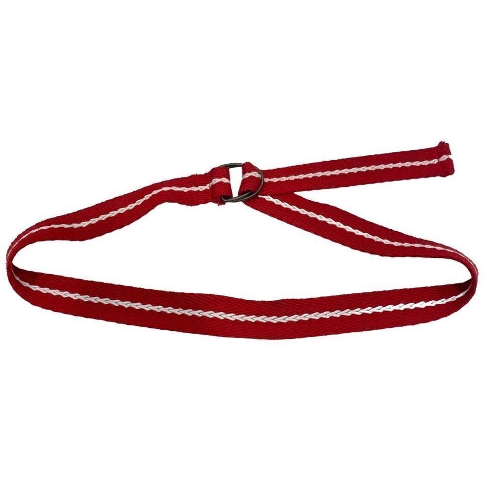 Men's Red White Fabric Belt Adjustable